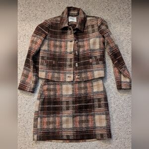 Ricki's Brown and Tan Plaid Jacket And Skirt